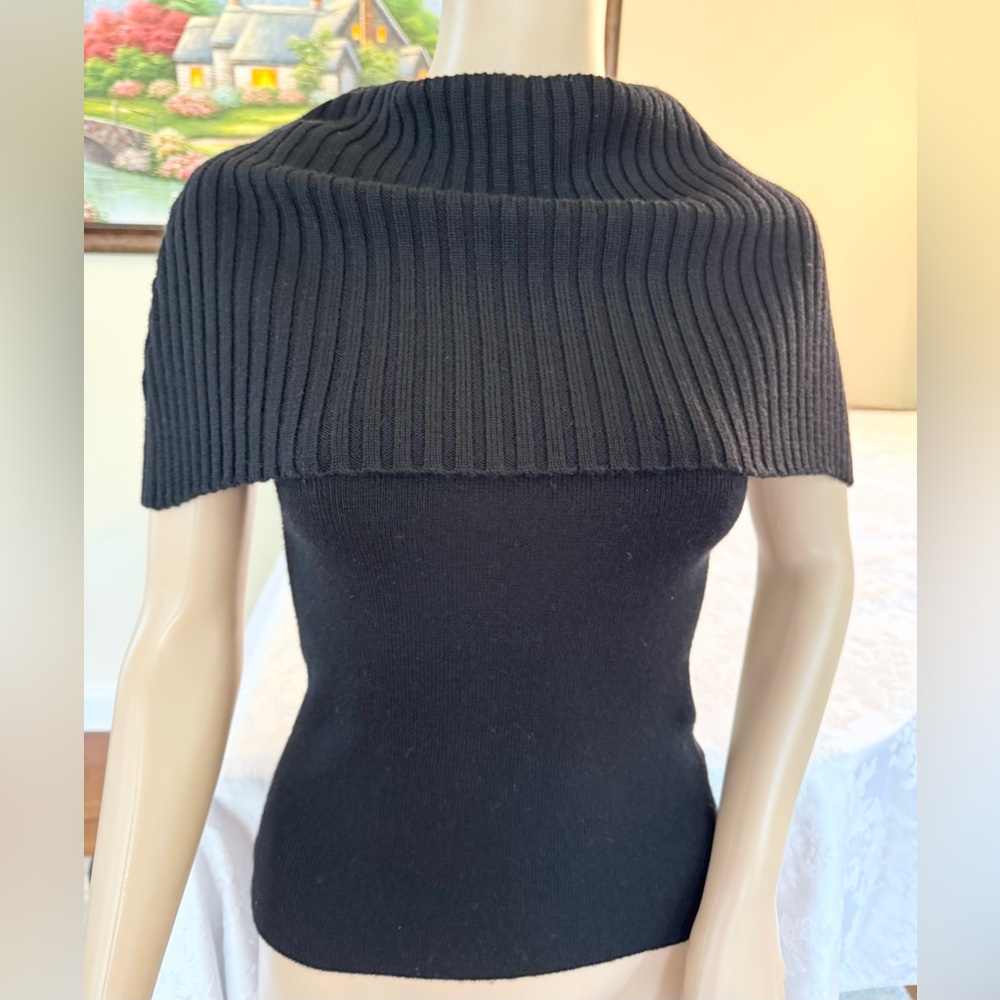 Wool Blend Ribbed Black Sweater worm once
